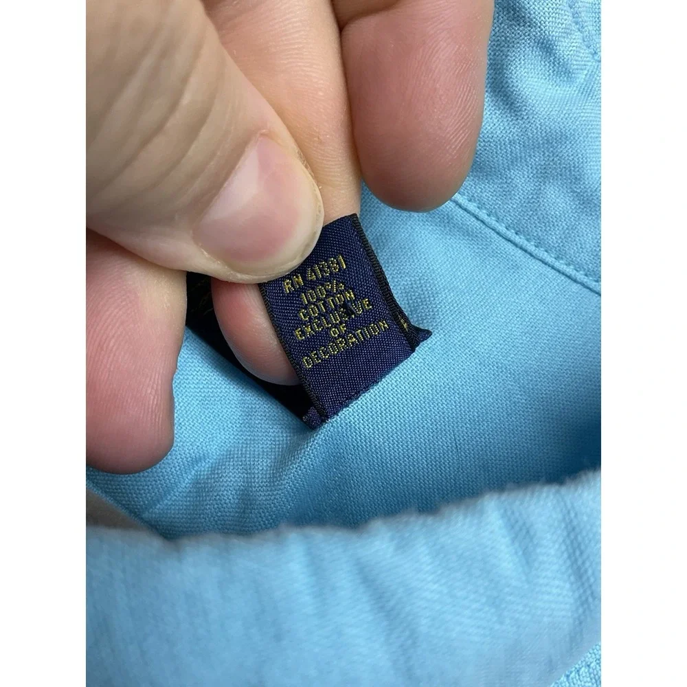 Polo Ralph Lauren Shirt Mens 3XB Blue Button Down Yellow Pony Cotton Long Sleeve